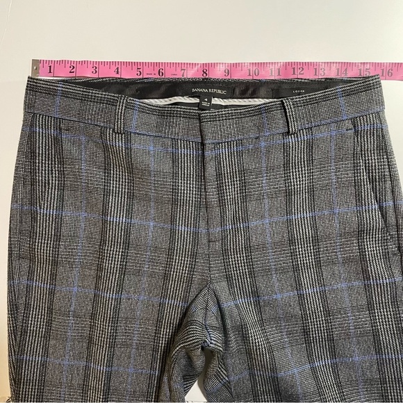 Banana Republic Logan Trousers Mid Rise Glen Plaid Gray Sz 4 - Picture 10 of 11